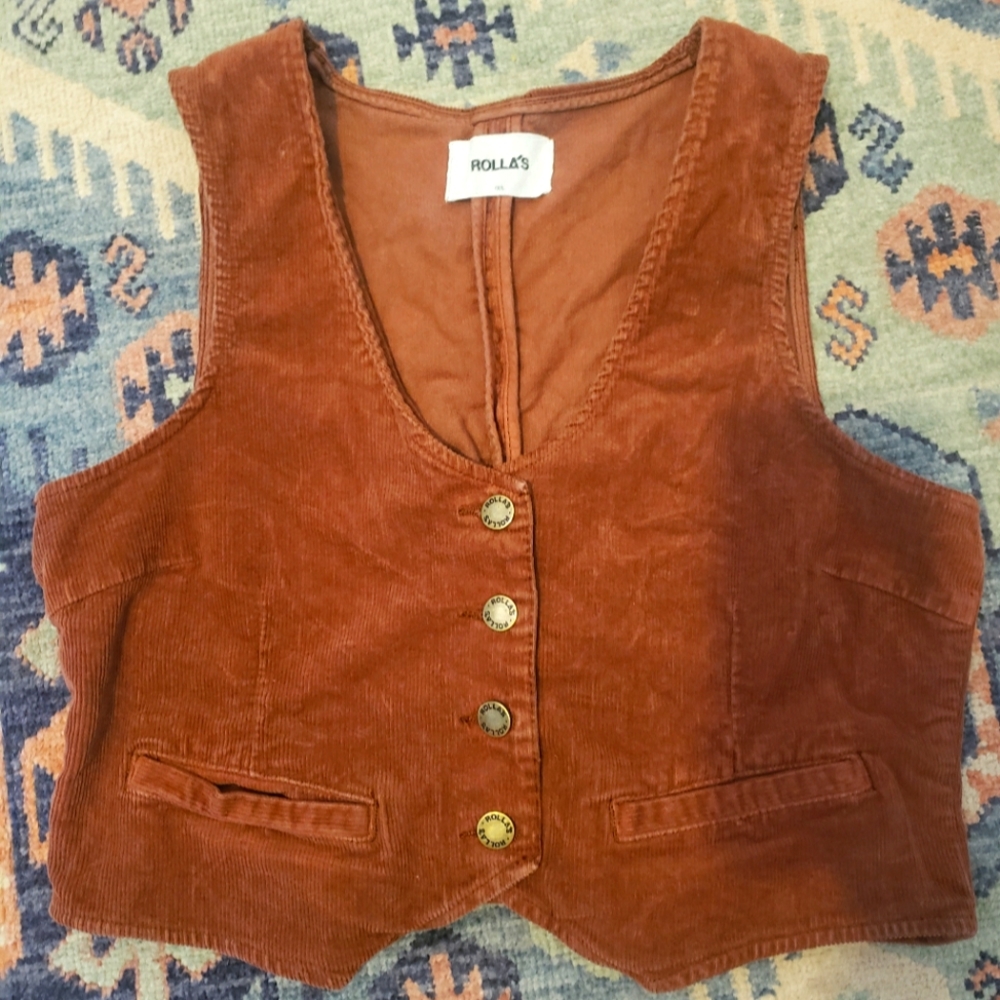 ROLLA'S Dark Academia brown corduroy vest size 12/Large
